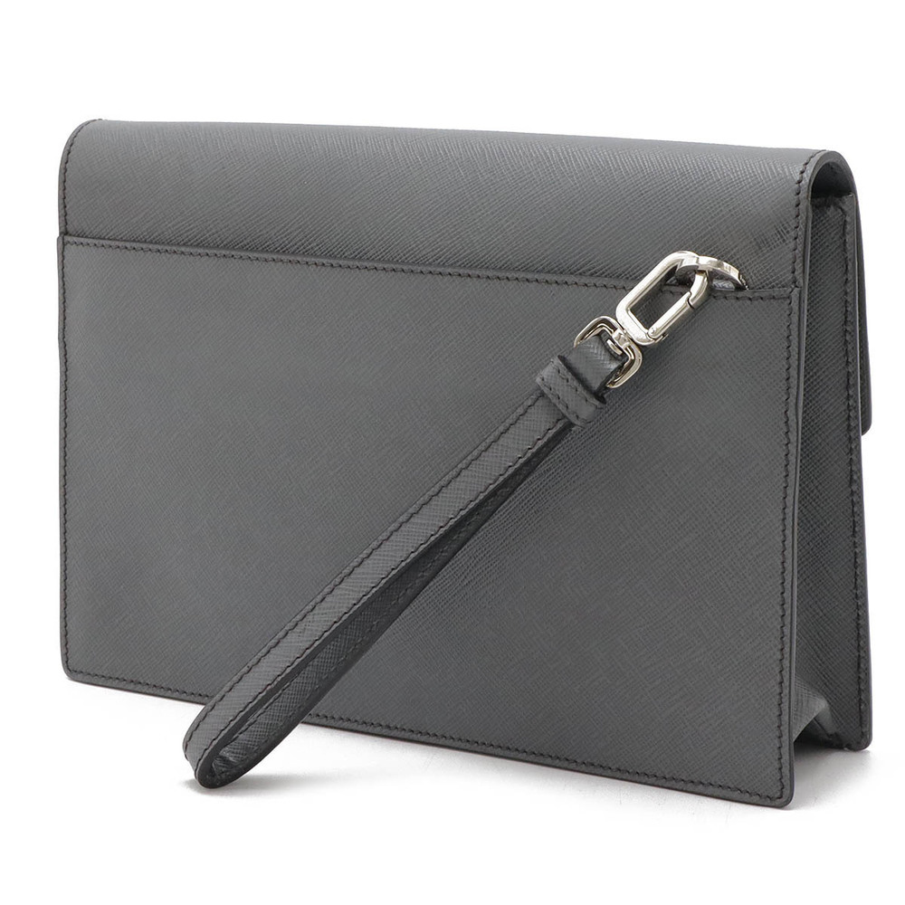 Prada SAFFIANO Handbag Gray Leather Bag Shoulder Gray
